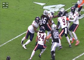 Geno Smith's third interception of the day lands in the hands of Tyrique Stevenson