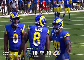 Jared Verse applies pressure on Jones to force incomplete pass and 4th down