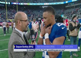 Saquon Barkley reacts to Giants Week 12 win vs. Patriots