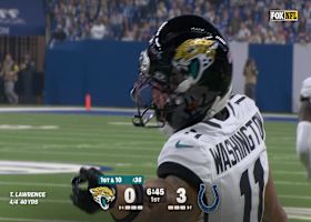 Parker Washington's out-route reception bursts upfield for 21 yards