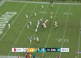 Trey Sermon follows his blockers on screen pass and catch to 11-yard TD