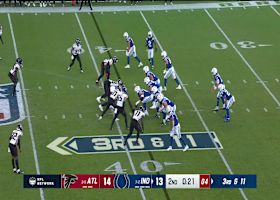 Jessie Bates III snags an interception vs. Daniel Jones with 0:08 left in first half