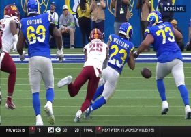 Benjamin St-Juste strips ball from Kyren Williams for second forced fumble vs. Rams RB