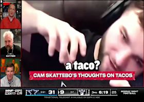 Guy Fieri weighs in on Cam Skattebo's important question regarding the correct way to eat a taco | 'ManningCast'