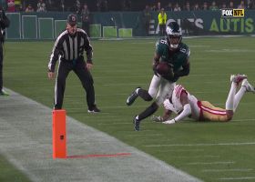 Hurts sneaks fastball JUST past 49ers DB for 11-yard gain to Smith
