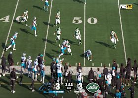 Trevor Etienne uses the entire width of the field for 15-yard punt return ending in a graceful hurdle