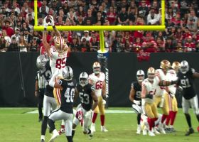 Air Kittle! George climbs imaginary ladder to catch Purdy's layered pass for 19-yard gain