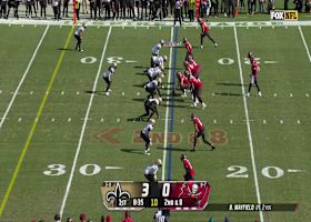 Baker Mayfield locates McMillan in-motion for a 14-yard  completion