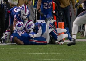 Taron Johnson pops Courtland Sutton to force fumble