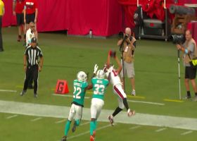 Rookie Jalen McMillan goes WAY upstairs to snag Mayfield's 28-yard sideline loft