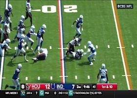 Joe Mixon's truck stick sends Colts defender promptly into the Lucas Oil Stadium turf