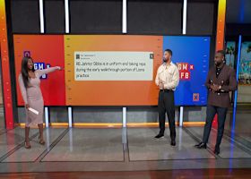 Jahmyr Gibbs seen in uniform and participating in Lions practice today | 'GMFB'