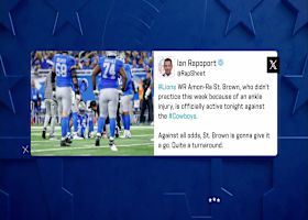 Rapoport: Amon-Ra St. Brown (ankle) is active for 'TNF' vs. Cowboys | 'NFL GameDay Kickoff'