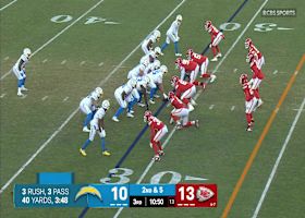 Herbert's pass to Gadsden II twirls like a helicopter propeller for 27-yard pickup