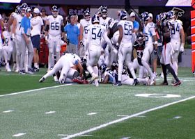 Teagan Quitoriano recovers his own forced fumble on Titans kickoff return