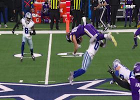 DeMarvion Overshown shows off his WWE moves on Hockenson to prevent Vikings first-down