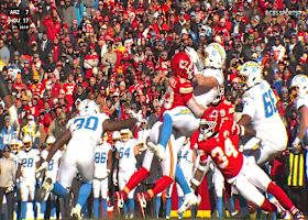 Ashton Gillotte snags his first NFL interception after Chiefs' pass rush hurries Herbert