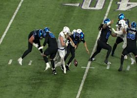 Turner, Van Ginkel sandwich Goff for strip sack and fifth turnover of the day