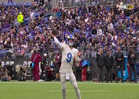 Matthew Stafford rolls out and locates Tyler Higbee for 24-yard gain