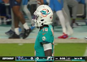 Tyler Huntley's first pass as a Dolphin finds Waddle for 14 yards