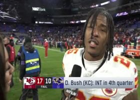 Deon Bush reacts to Chiefs' AFC championship, stopping the Ravens
