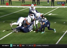 Red-zone turnover! Denico Autry jars football loose from Minshew for takeaway