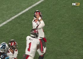 Xavier Woods picks off Mayfield's pass and returns it deep into Bucs' territory