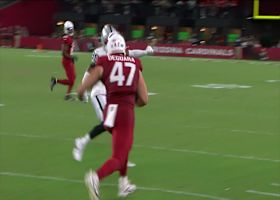 Clayton Tune's lofted 26-yard pass lands in Josiah Deguara's hands along sideline