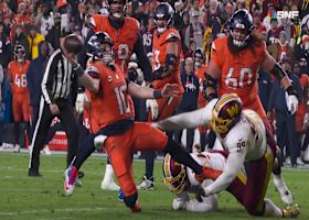 Bo Nix zips quick TD pass to Courtland Sutton as he's falling to the ground