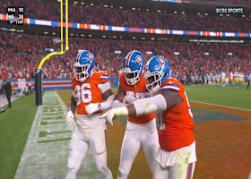 Nik Bonitto's powerful sack forces a Chargers' fumble bringing LB's sack total to 14 in '25