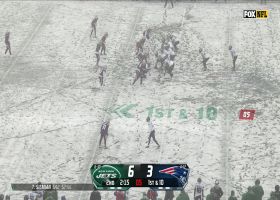 Breece Hall pinballs off several Patriots on 8-yard rush