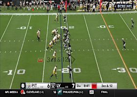 Fields escapes pocket to deliver 20-yard dime to Calvin Austin III