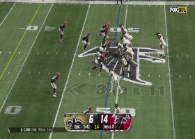 Olave's out route yields 25-yard pickup down to ATL 24-yard line