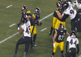 Jaylen Warren squeaks through for a 15-yard gain