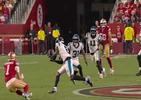 Jaycee Horn undercuts Brock Purdy's pass for second INT of night