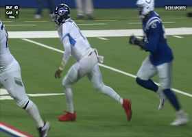 Cam Ward's 26-yard fastball fits inside Elic Ayomanor's strike zone near midfield