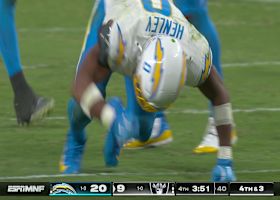 Daiyan Henley's blitzing sack of Smith forces turnover on downs for Raiders