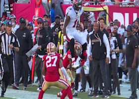 Rachaad White leaps through 49ers defenders for 18-yard gain