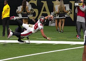 Cade Otton's superman stretch is just short of a TD following 21-yard pass from Mayfield