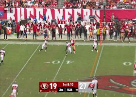 Mac Jones threads pass in between Bucs' defenders for 16-yard gain