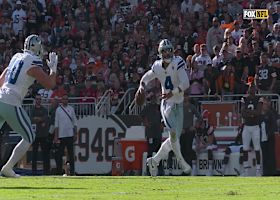 Prescott goes against the grain for 18-yard strike to Brooks while rolling to his left