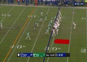 Allen's first pass of the second half is a 23-yard dart to Davis