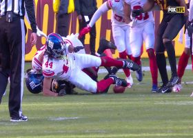 Football pops loose for turnover after Giants crunch Pringle on kick return