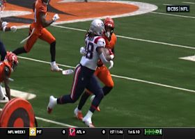 Rhamondre Stevenson finishes 14-yard run with strong stiff arm