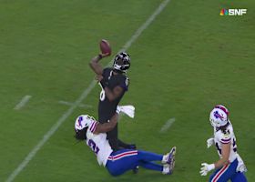 Bills' heavy pressure forces Lamar Jackson into 14-yard loss on grounding penalty