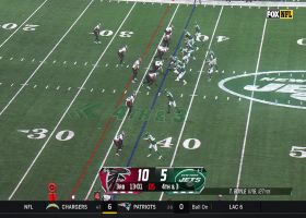 Garrett Wilson Mosses Falcons DB for 9-yard catch on fourth down