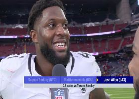 Josh Allen reacts to Jaguars Week 12 win against Texans