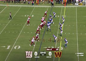 Jayden Daniels' 34-yard sideline dime to Moore comes as QB scrambles toward sideline