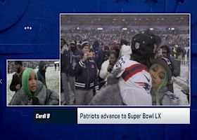Cardi B celebrates with Stefon Diggs after Patriots advance to Super Bowl LX