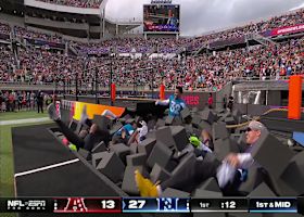 Brian Branch gets the NFC foam pit party started after picking Joe Burrow's pass